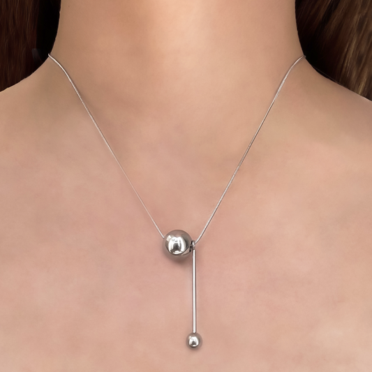 Collar de Esferas Plateado Acero Inoxidable  1U8