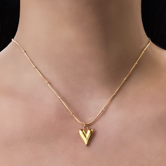 Collar Corazón Largo Delicado  Acero Inox  2D8