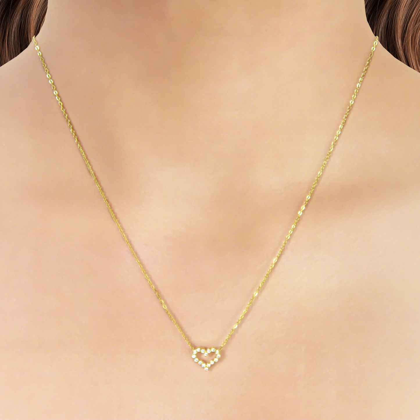 Collar Corazón Dorado Acero Inoxidable  3j4