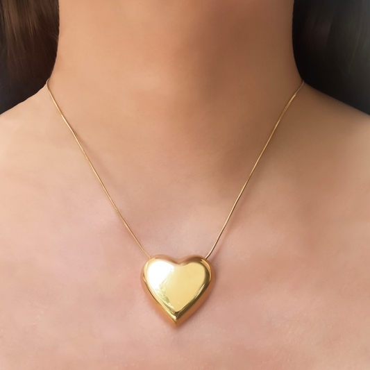 Collar Corazón Dorado Acero Inoxidable Ve4