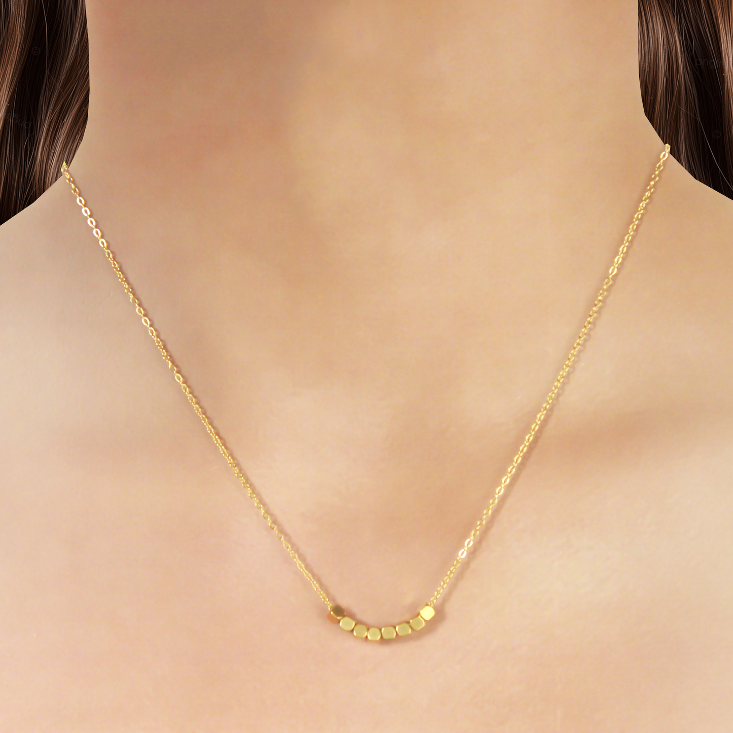Collar Cubitos Dorados Acero Inoxidable 3L1