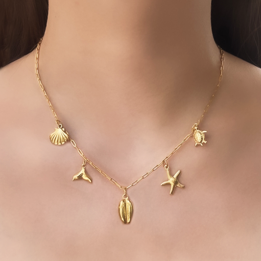 Collar Charms Concha Dorado Acero Inoxidable 1Z2