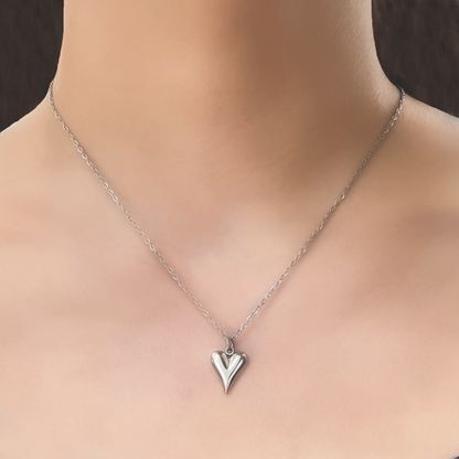Collar Corazón Plateado Acero Inoxidable 3H1