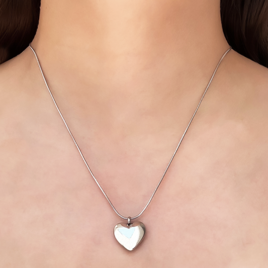 Collar Corazón Plateado Acero Inoxidable 1D4