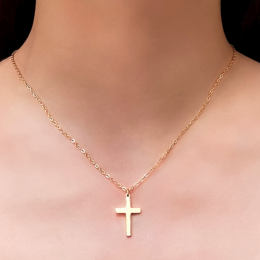 Collar Dorado Cruz Acero Inoxidable 4E1