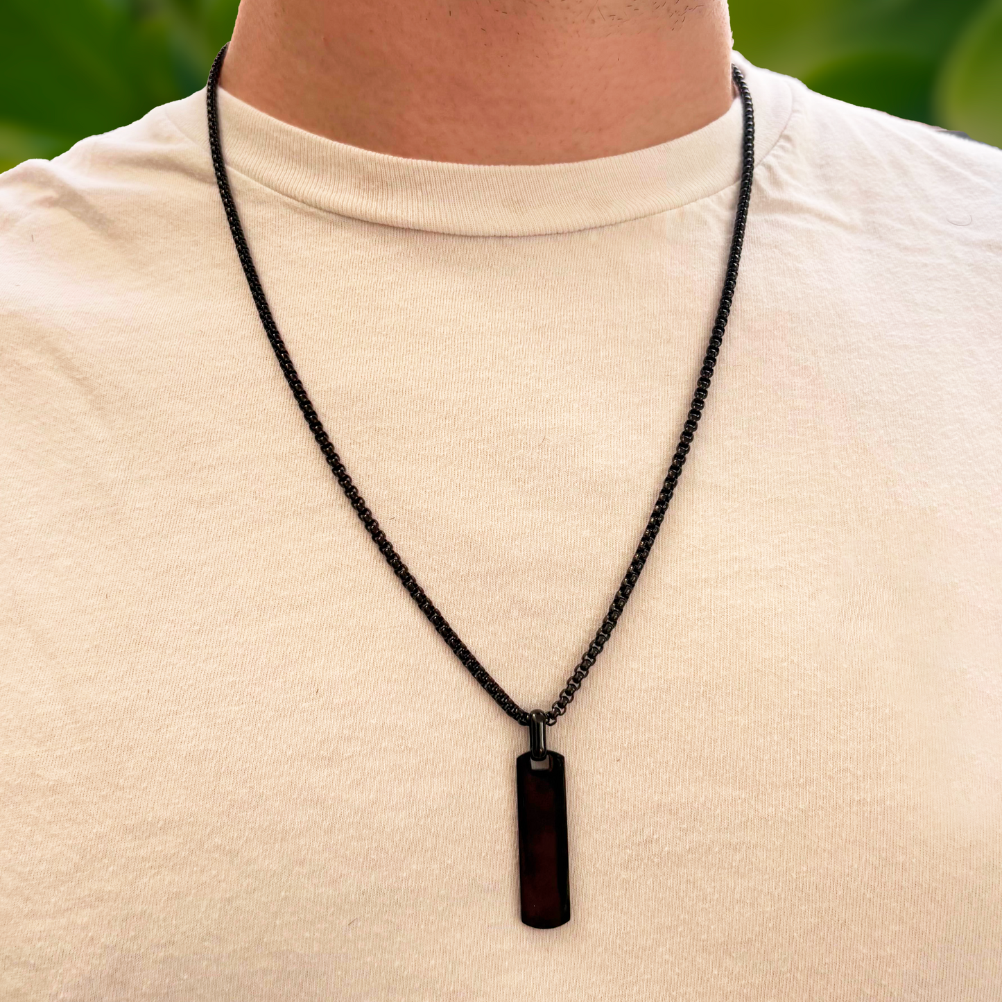 Collar y Placa Negra Hombre Acero Inoxidable 2H4