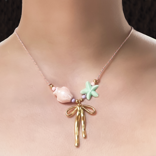 Collar de Cuerda Caracol Estrella Pez Acero Inoxidable 2A5