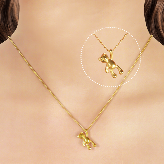 Collar Dorado Oso Colgado  Acero Inoxidable R23