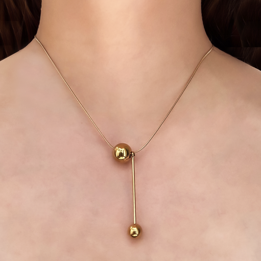 Collar de Esfera Dorado Acero Inoxidable 1D8