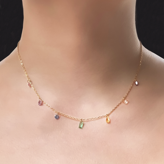 Collar Piedras Multicolor Acero Inoxidable 1t6