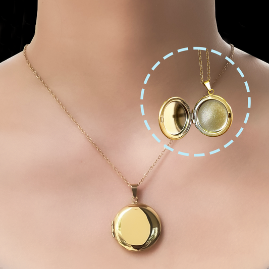Collar Relicario Dorado Acero Inoxidable 2E8