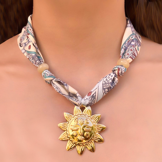 Collar de Cinta Estampada Sol Acero Inox 2G8