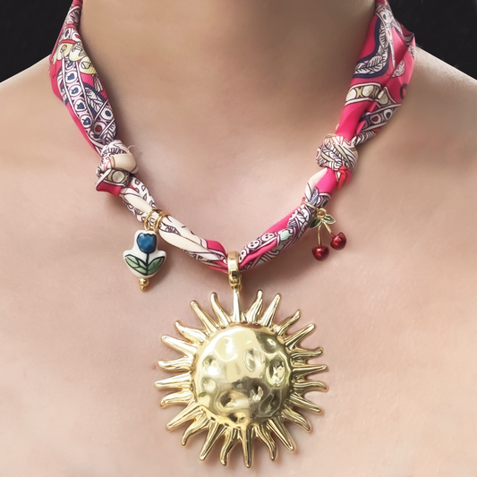 Collar de Cinta Estampada Sol Cerezas 1R7