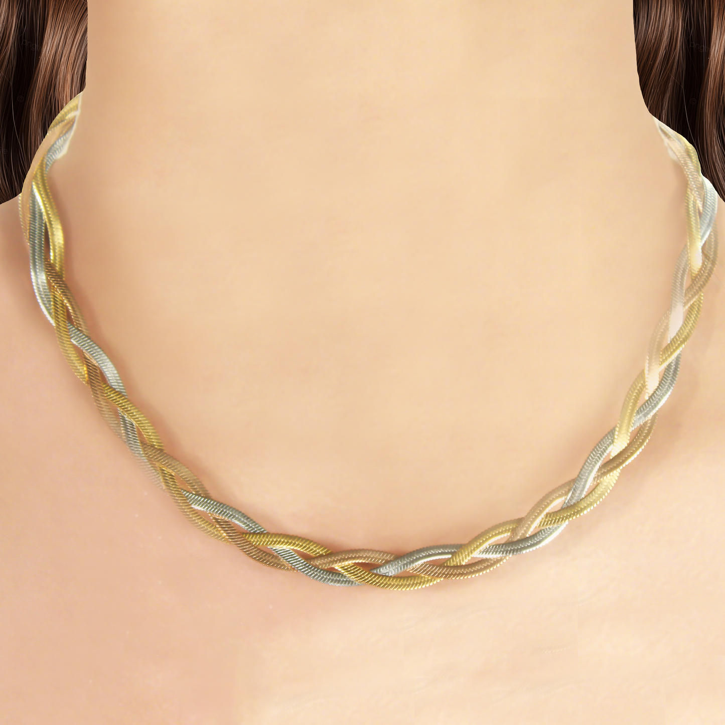 Collar Trenza 3 Oros Acero Inoxidable 1X2