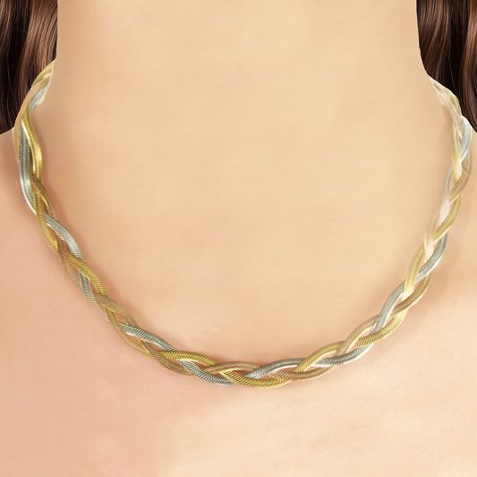 Collar Trenza 3 Oros Acero Inoxidable 1X2