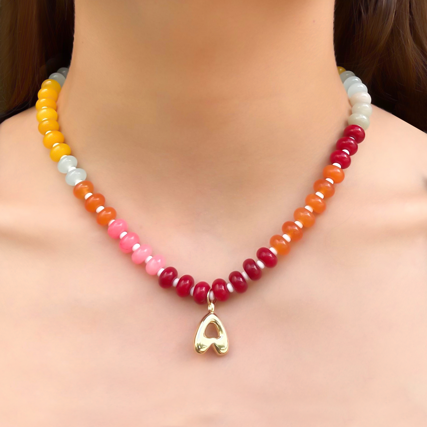 Collar Bolitas de Colores Letra A 2M5