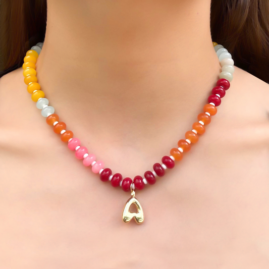 Collar Bolitas de Colores Letra A 2M5