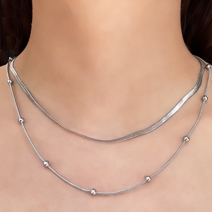 Collar Layer Plateado  Acero Inoxidable  1G7