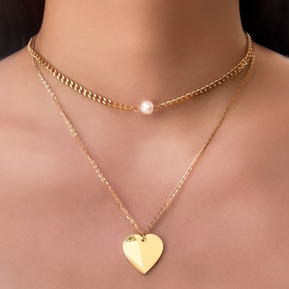 Collar Layer Corazón Dorado Acero Inoxidable  Lu