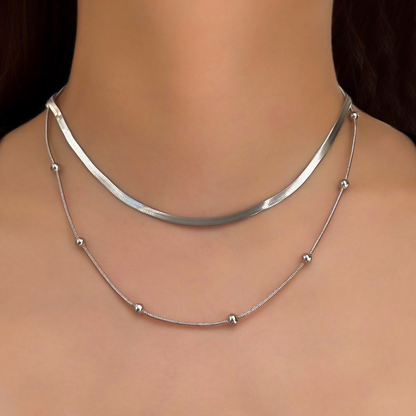 Collar Layer Plateado  Acero Inoxidable  1G7