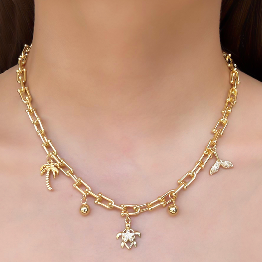Collar Charms Dorados Chapa de Oro 1G2