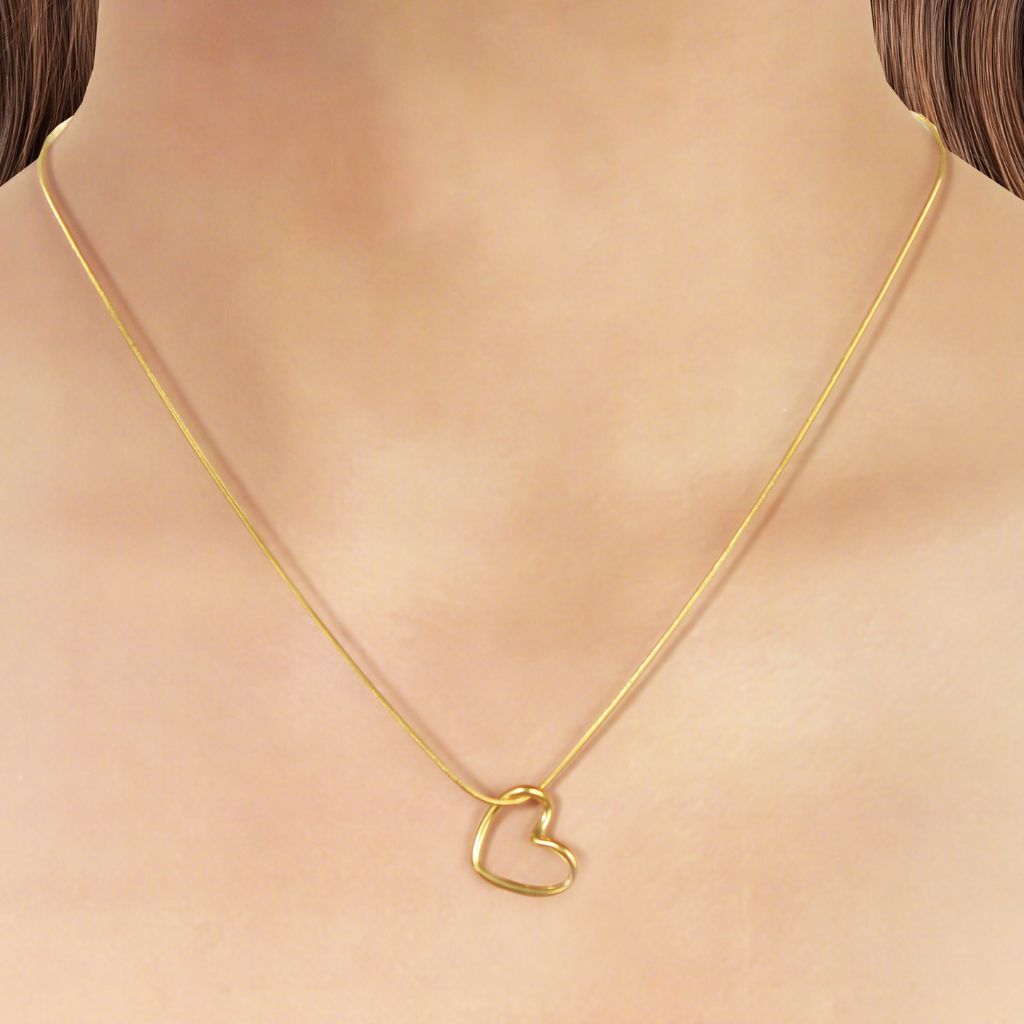 Collar Dorado Corazón Enlazado Acero Inoxidable  2R8