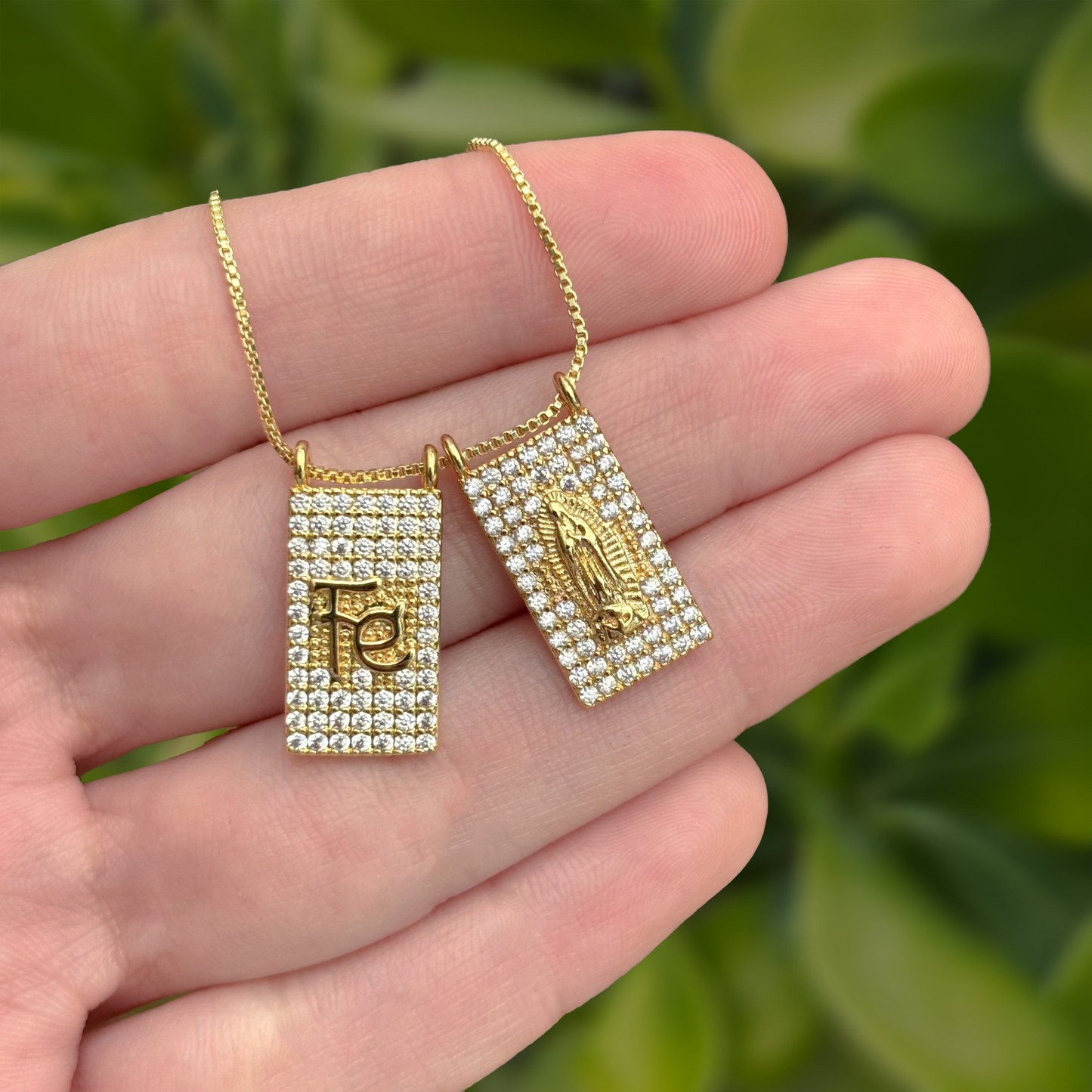 Collar Escapulario Brillante Virgen -Fe Chapa de Oro 3K1