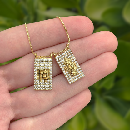 Collar Escapulario Brillante Virgen -Fe Chapa de Oro 3K1