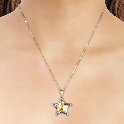 Collar Estrella Oro-Plata Acero Inoxidable 1G3