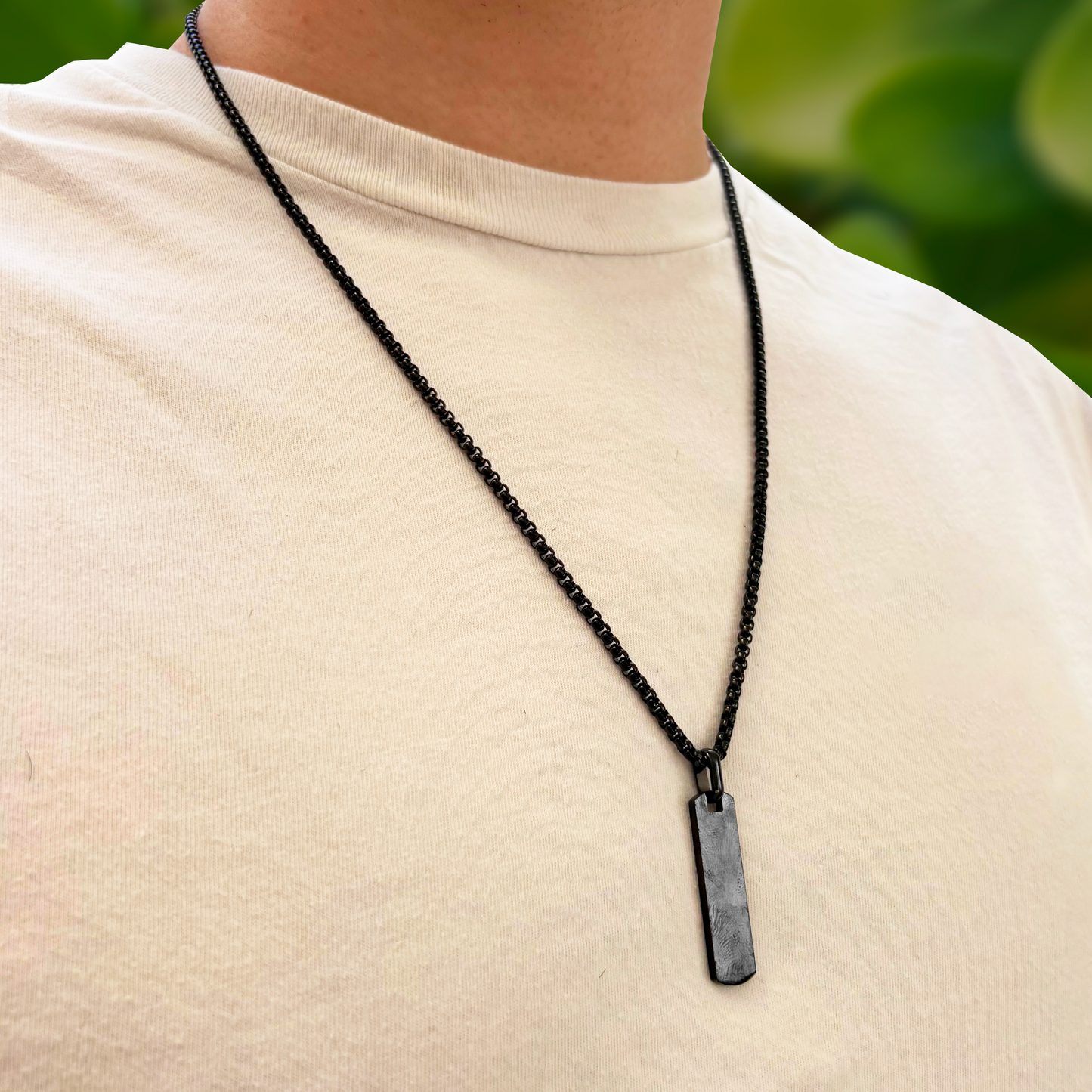 Collar y Placa Negra Hombre Acero Inoxidable 2H4