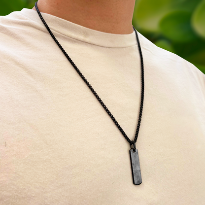Collar y Placa Negra Hombre Acero Inoxidable 2H4