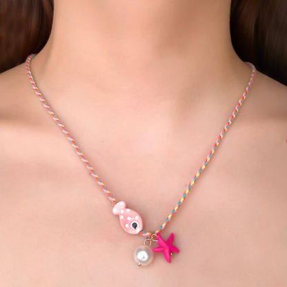 Collar de Hilo Pez y Estrella Rosa C625