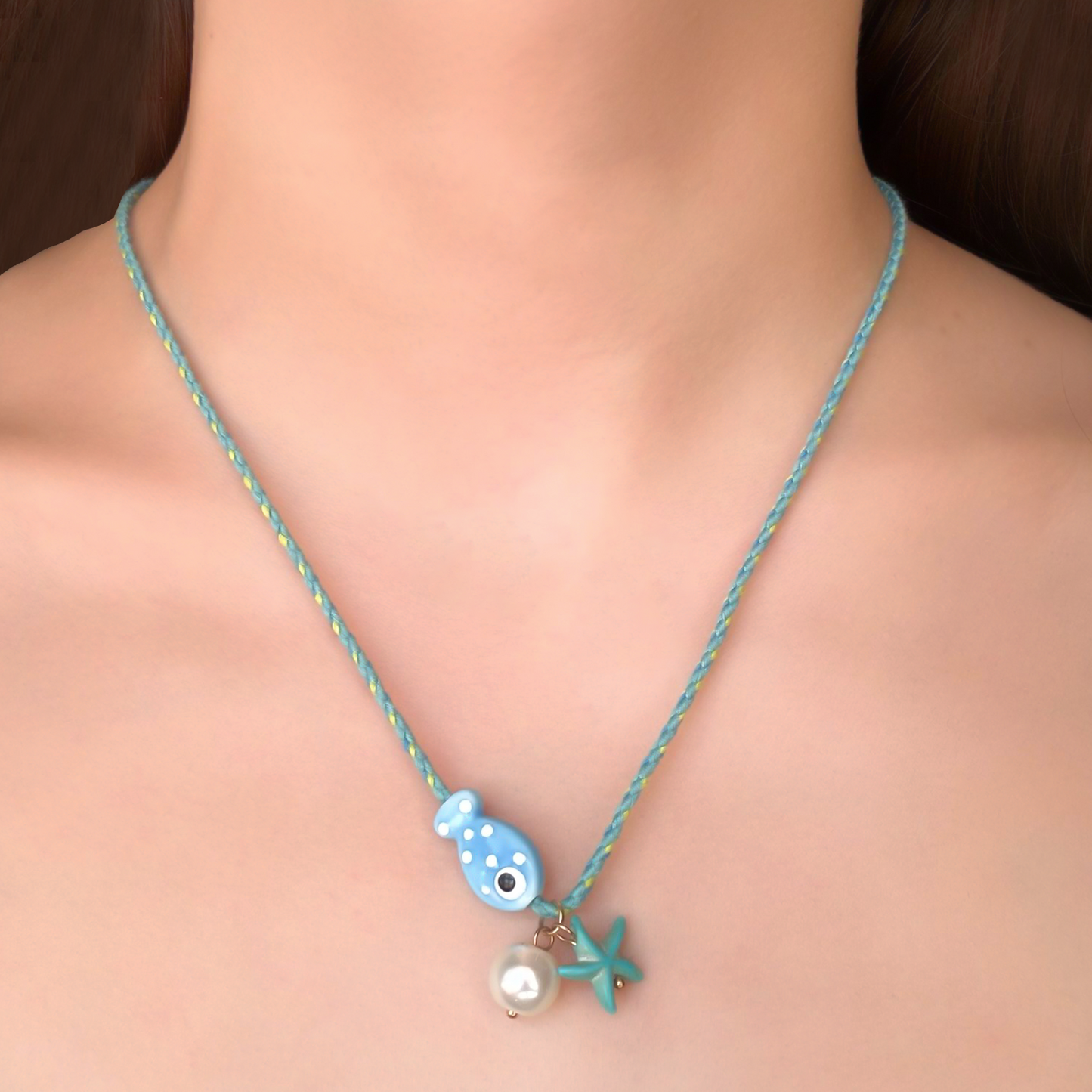 Collar de Hilo Pez y Estrella Aqua 3i5
