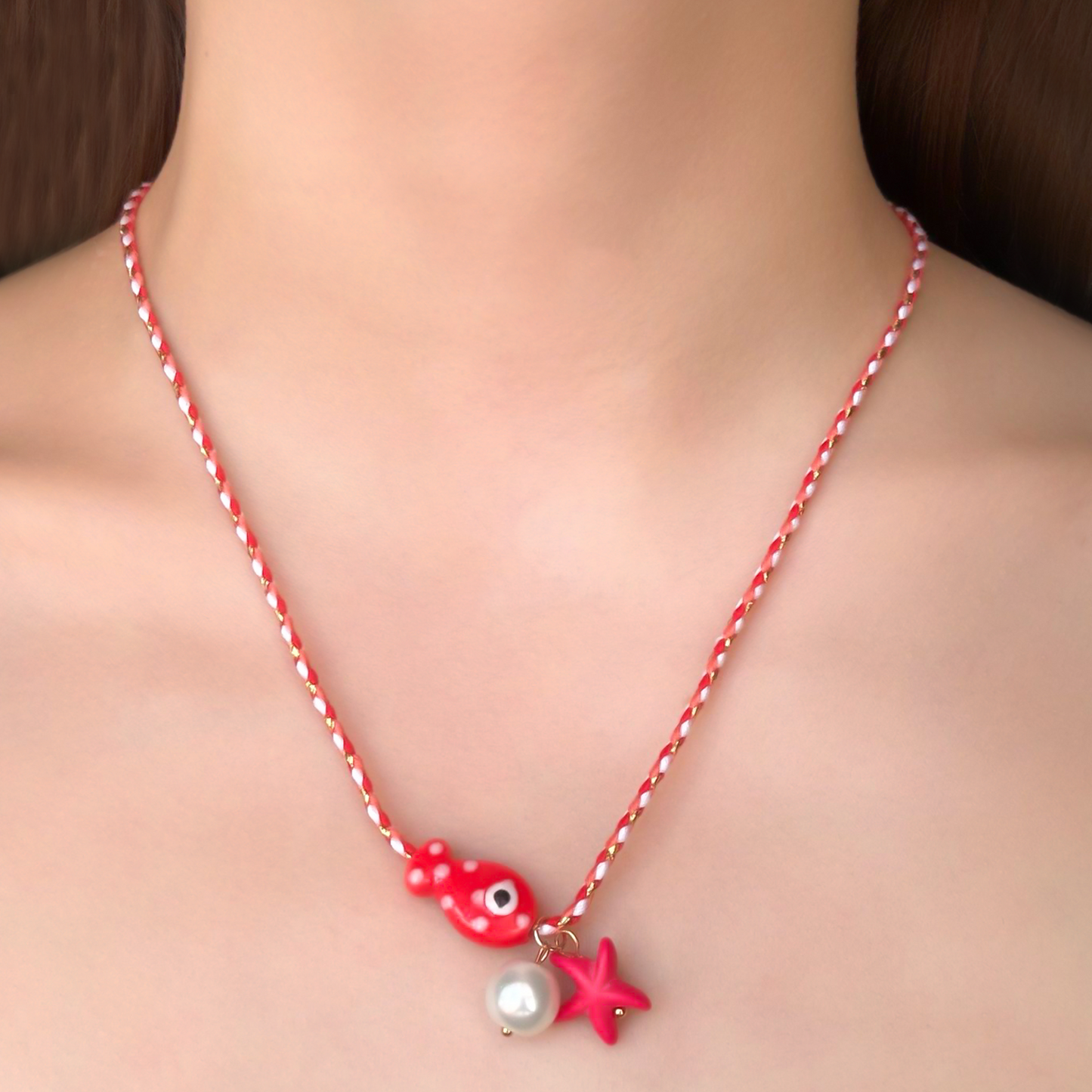 Collar de Hilo Pez y Estrella Roja 3i7