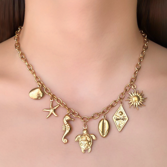 Collar Dorado Charms Verano  Acero Inoxidable R20