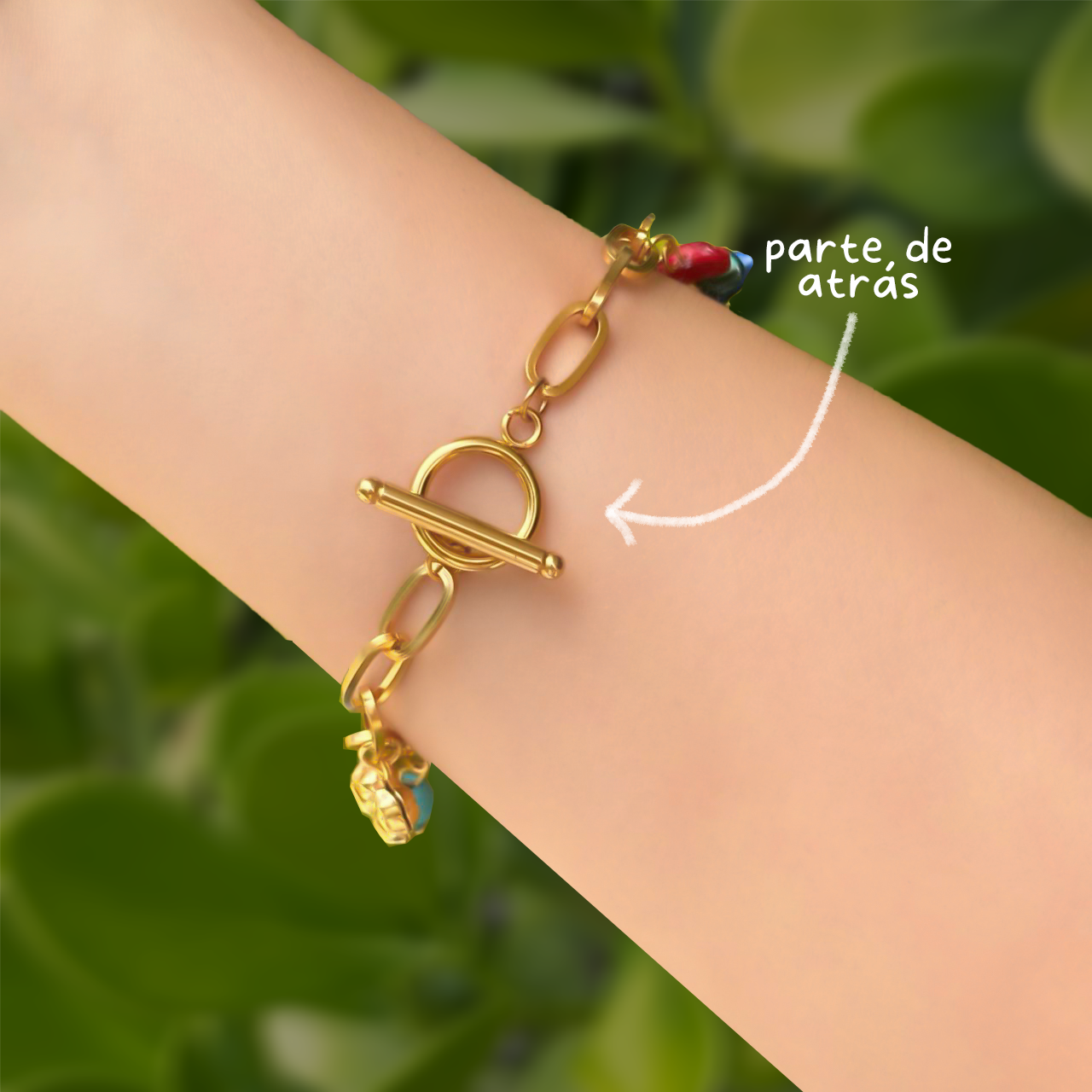 Pulsera Dorada Charms Colores Verano Acero Inoxidable
