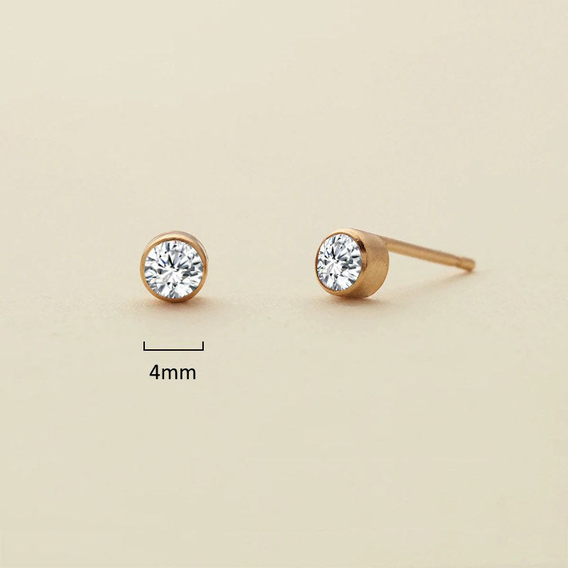 Aretes Dorados Mini Zirconia Acero Inoxidable 2L7