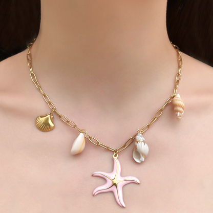 Collar Dorado Charms de Verano Estrella Acero Inoxidable C678