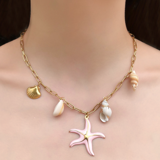 Collar Dorado Charms de Verano Estrella Acero Inoxidable C678