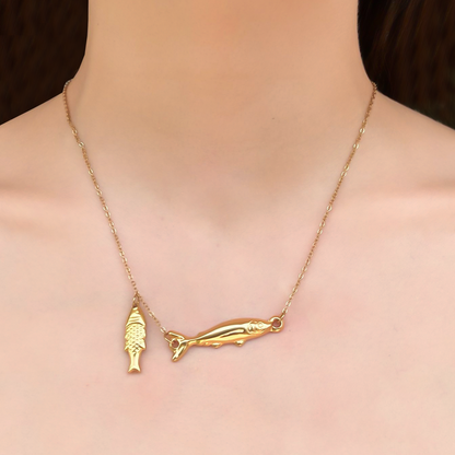 Collar Dorado Peces  Acero Inoxidable 3F2