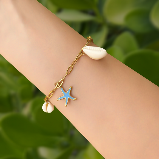 Pulsera Dorada Charms Verano  Acero Inoxidable 3j7