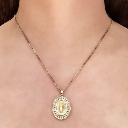 Collar Virgen Guadalupe Chapa de Oro  1XX3