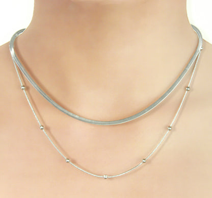 Collar Layer Plateado  Acero Inoxidable  1G7