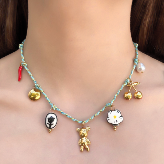 Collar de Cordón Cerámica Acero Inoxidable  1C7