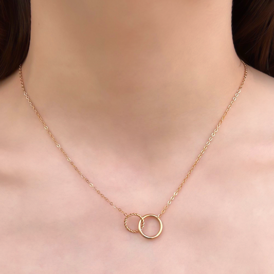 Collar Aro Enlazado Acero Dorado Acero Inox 1F7