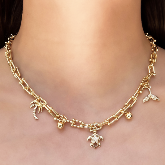 Collar Charms Dorados Chapa de Oro 1G2