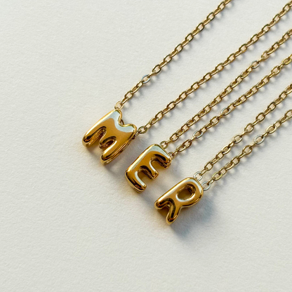 Collar Cadena  Inicial Globito Dorado