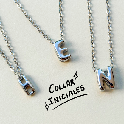 Collar Cadena con Inicial Zirconias  Plateado