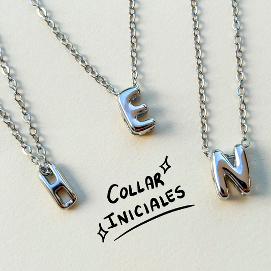 Collar Cadena con Inicial Zirconias  Plateado