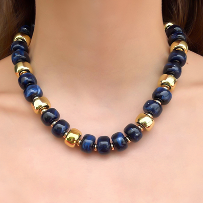 Collar Bolas de Cuentas Azules